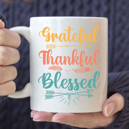 Grateful Thankful Blessed Mug, Christian Coffee Mugs, Christian Mug, Bible Mug, Faith Gift, Encouragement Gift