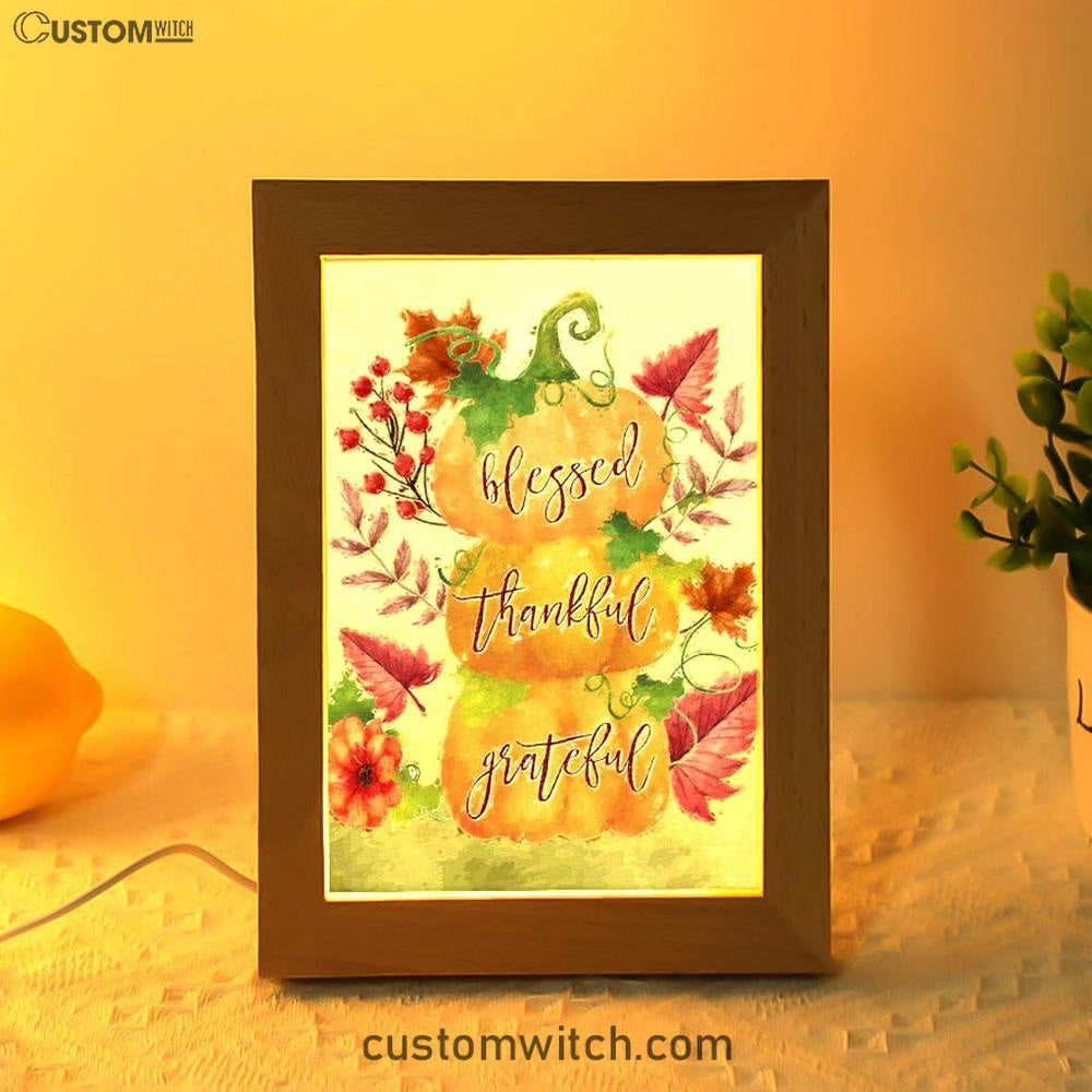 Grateful Thankful Blessed Pumpkin Thanksgiving Christian Night Light - Bible Verse Decor - Scripture Art