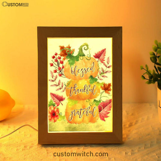 Grateful Thankful Blessed Pumpkin Thanksgiving Christian Night Light - Bible Verse Decor - Scripture Art