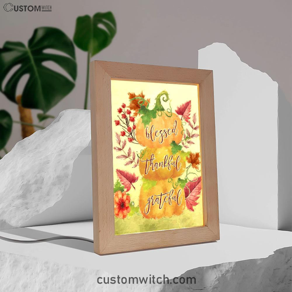 Grateful Thankful Blessed Pumpkin Thanksgiving Christian Night Light - Bible Verse Decor - Scripture Art