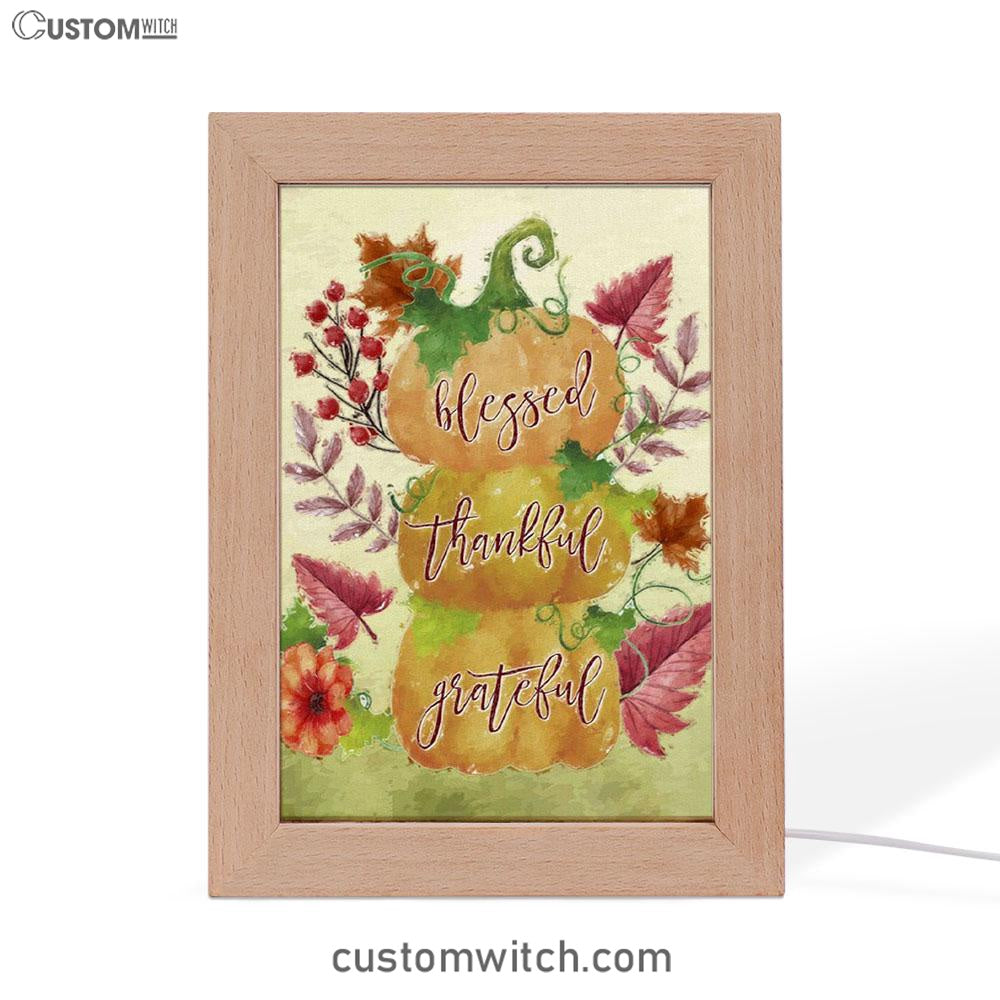 Grateful Thankful Blessed Pumpkin Thanksgiving Christian Night Light - Bible Verse Decor - Scripture Art
