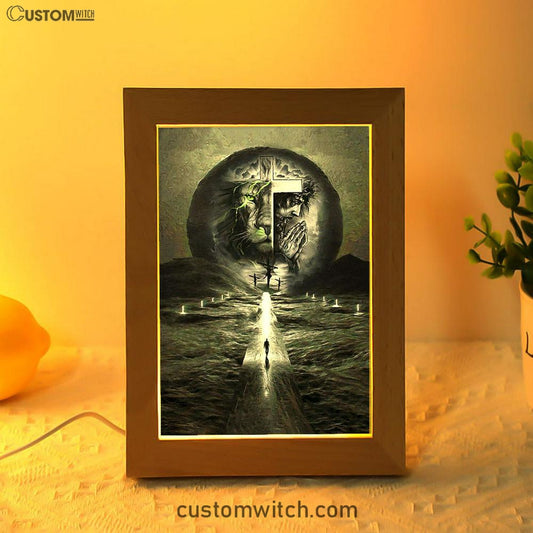 Gray Jesus Lion Frame Lamp Art - Jesus Frame Lamp Pictures - Christian Night Light