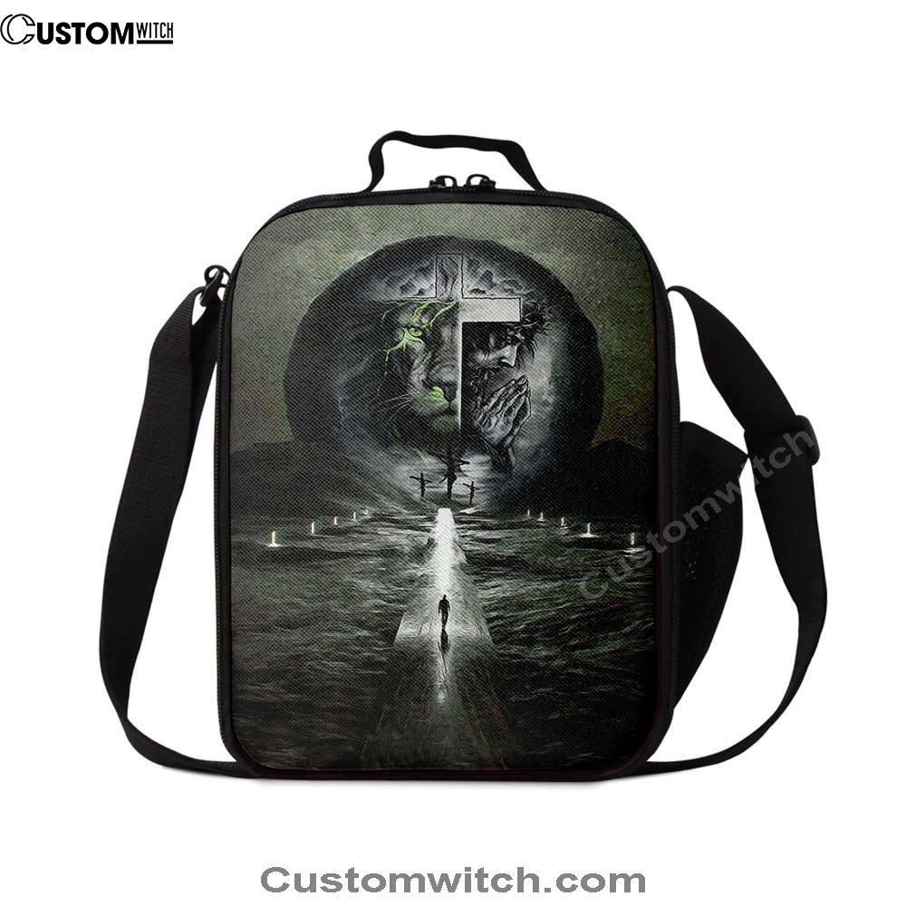 Gray Jesus Lion Lunch Bag, Christian Lunch Bag, Religious Lunch Box For School, Picnic