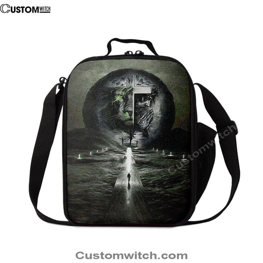 Gray Jesus Lion Lunch Bag, Christian Lunch Bag, Religious Lunch Box For School, Picnic