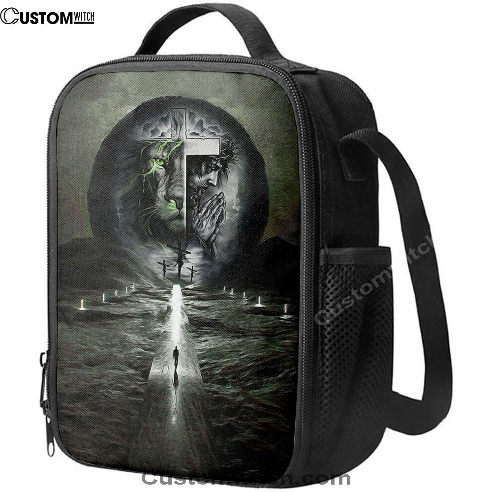 Gray Jesus Lion Lunch Bag, Christian Lunch Bag, Religious Lunch Box For School, Picnic