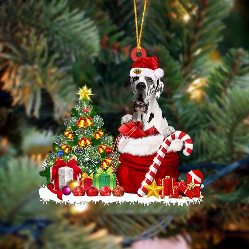 Great Dane Gift Bag Merry Christmas Ornament, Christmas Gift, Christmas Tree Decorations, Christmas Ornament 2023