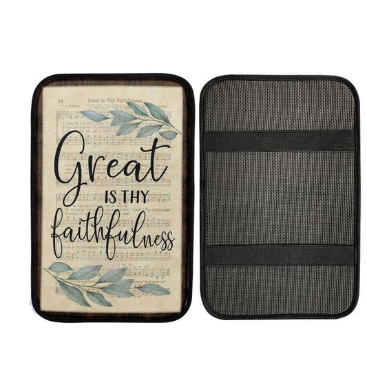 Great Is Thy Faithfulness Christian Hymns Car Center Console Cover, Cross Car Interior Accessories