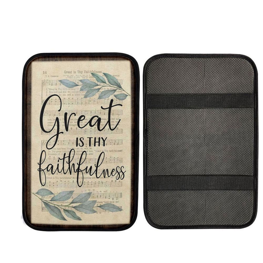 Great Is Thy Faithfulness Christian Hymns Car Center Console Cover, Religious Car Interior Accessories