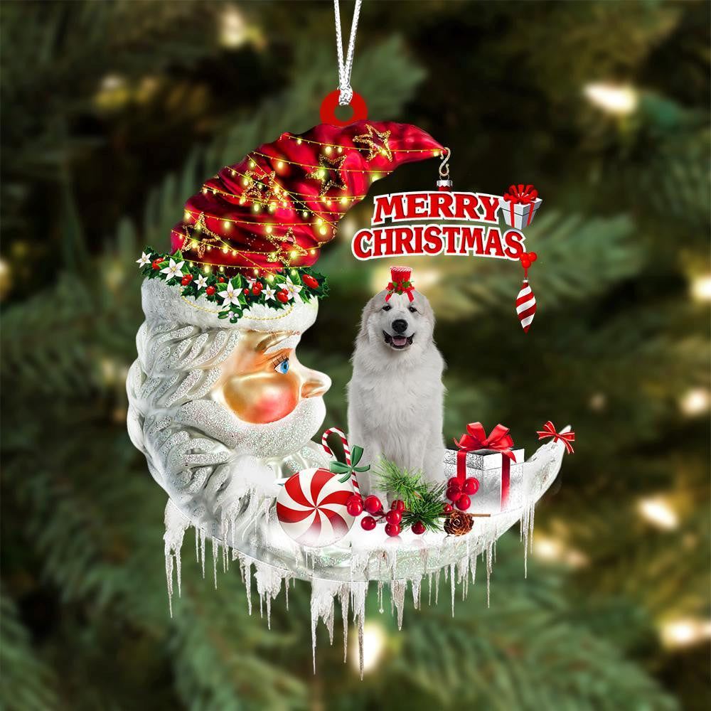 Great Pyrenees On The Moon Merry Christmas Hanging Ornament, Christmas Gift, Christmas Tree Decorations, Christmas Ornament 2023