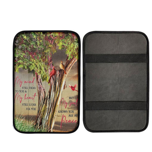 Green Tree, Watercolor Cardinal, My Mind Still Talks To You Car Center Console Cover, Car Armrest Pad, Christian Gift, Armrest Box Mat