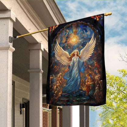 Guardian Angel In Celestial Glory Flag, Christmas Angel Garden Flag, Christmas Outdoor Decor Ideas