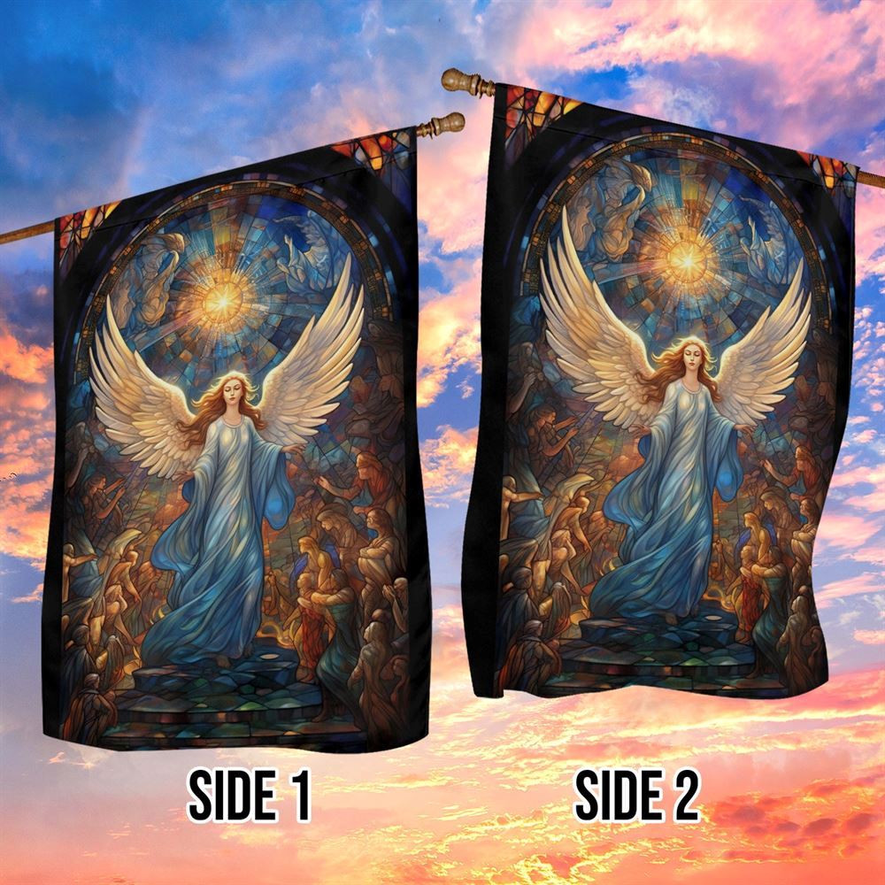 Guardian Angel In Celestial Glory Flag, Christmas Angel Garden Flag, Christmas Outdoor Decor Ideas