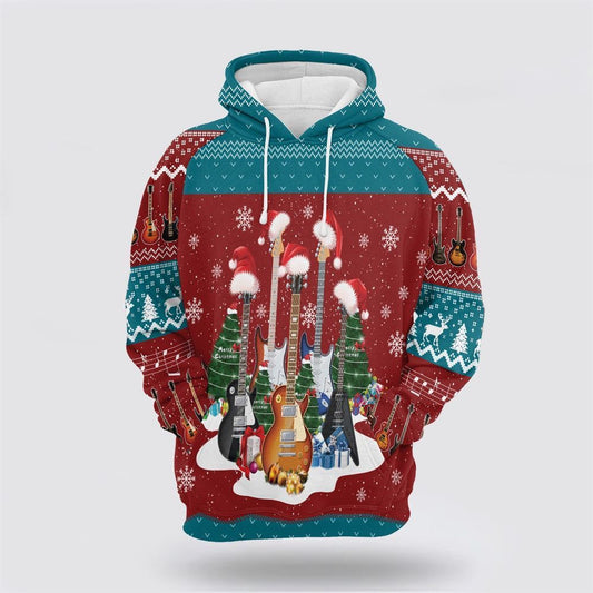 Guitar Christmas All Over Print 3D Hoodie For Men & Women, Christmas Dog Hoodie, Christmas Hoodie Cute, Christmas Gift