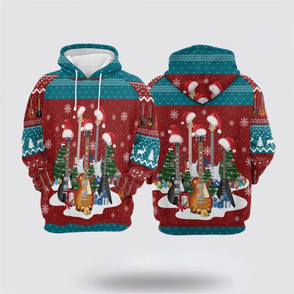 Guitar Christmas All Over Print 3D Hoodie For Men & Women, Christmas Dog Hoodie, Christmas Hoodie Cute, Christmas Gift