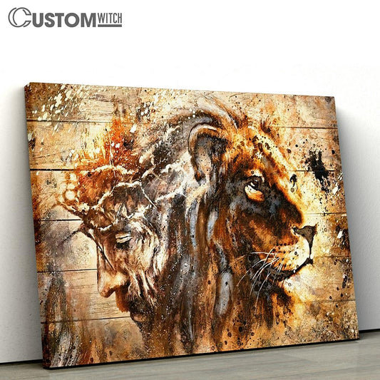 Half Jesus Half Lion - Lion Of Judah Canvas Prints - Jesus Christ Canvas - Christian Canvas Prints