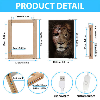 Half Jesus Half Lion Frame Lamp Art PrintsChristian Decor - Jesus Frame Lamp Pictures - Christian Night Light
