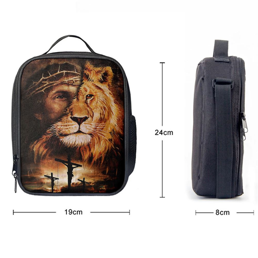 Half Jesus Half Lion Lunch Bag, Christian Lunch Bag, Religious Lunch Box For School, Picnic