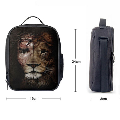 Half Jesus Half Lion Lunch Bag PrintsChristian Lunch Bag, Christian Lunch Bag, Religious Lunch Box For School, Picnic
