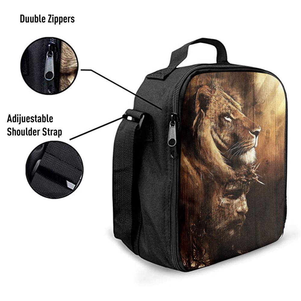 Half Lion Half Jesus Lunch Bag, Christian Lunch Bag, Religious Lunch Box For School, Picnic