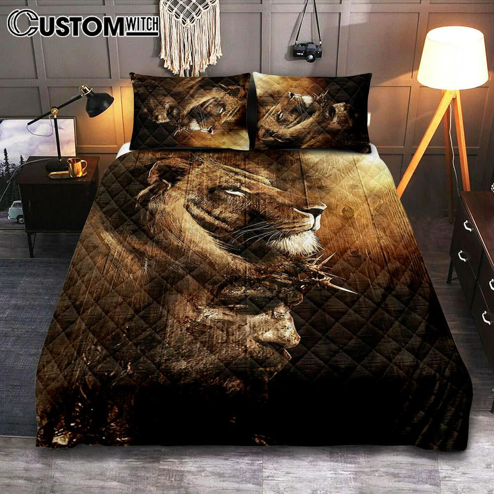 Half Lion Half Jesus Quilt Bedding Set Bedroom - Jesus Quilt Bedding Set Pictures - Christian Quilt Bedding Set Bedroom