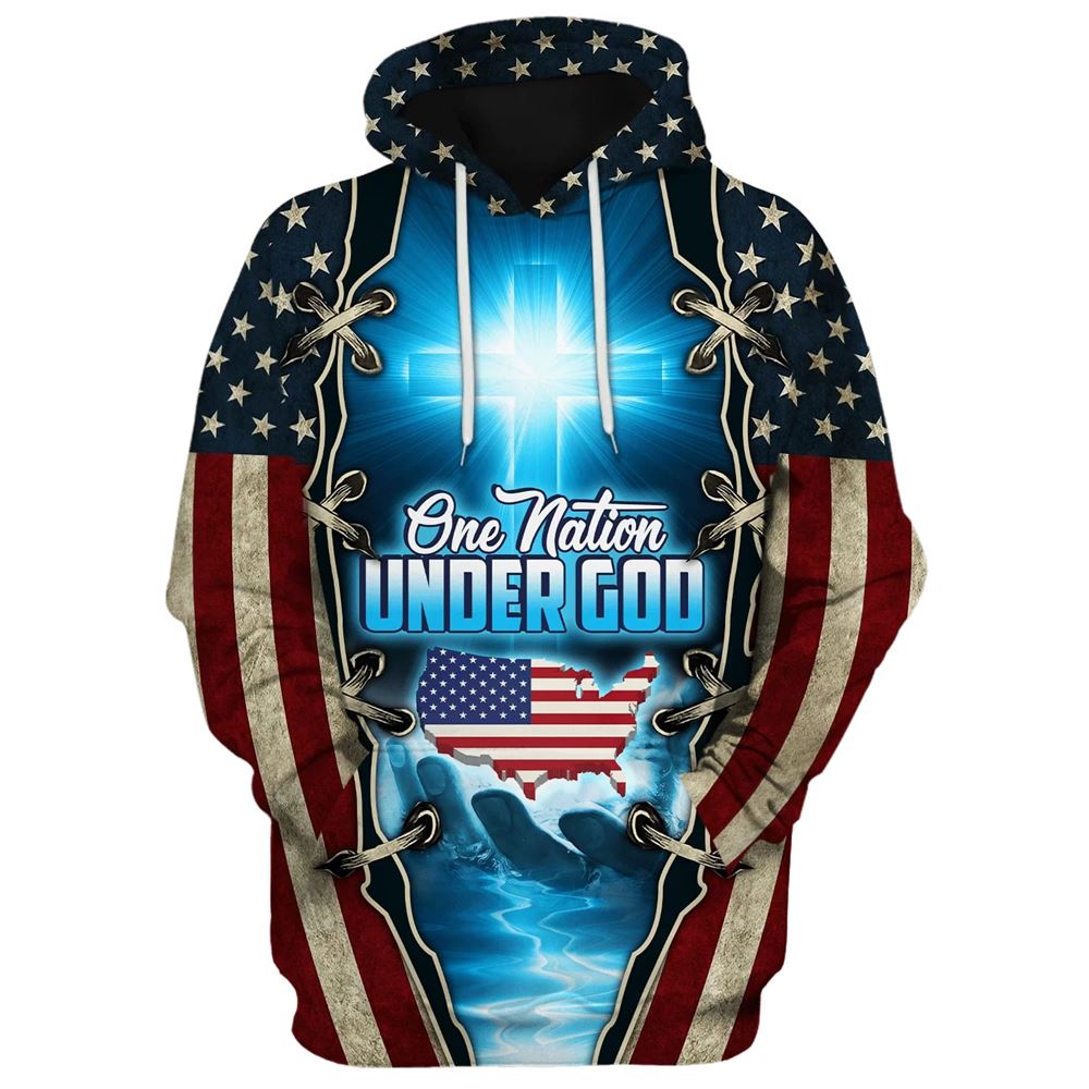Hand Of God American One Nation Under God Hoodies Men & Women, God 3D Printed Hoodie, Christian Apparel Hoodies