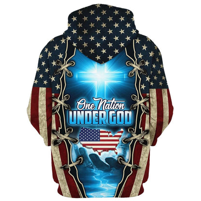 Hand Of God American One Nation Under God Hoodies Men & Women, God 3D Printed Hoodie, Christian Apparel Hoodies