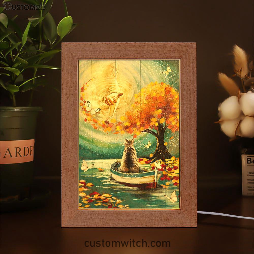 Hand Of God Fall Cat Boat Fall Tree Frame Lamp Art - Christian Art Decor - Religious Gifts Night Light