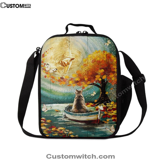 Hand Of God Fall Cat Boat Fall Tree Lunch Bag, Christian Lunch Bag, Religious Lunch Box For School, Picnic
