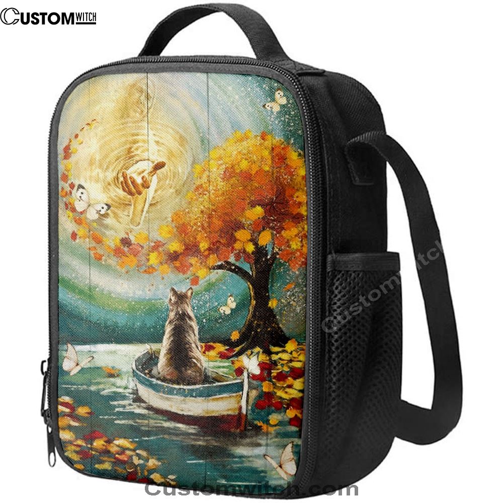 Hand Of God Fall Cat Boat Fall Tree Lunch Bag, Christian Lunch Bag, Religious Lunch Box For School, Picnic