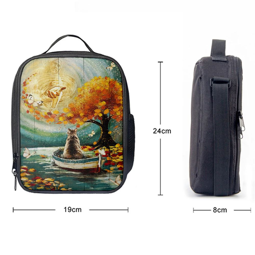 Hand Of God Fall Cat Boat Fall Tree Lunch Bag, Christian Lunch Bag, Religious Lunch Box For School, Picnic