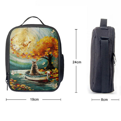 Hand Of God Fall Cat Boat Fall Tree Lunch Bag, Christian Lunch Bag, Religious Lunch Box For School, Picnic