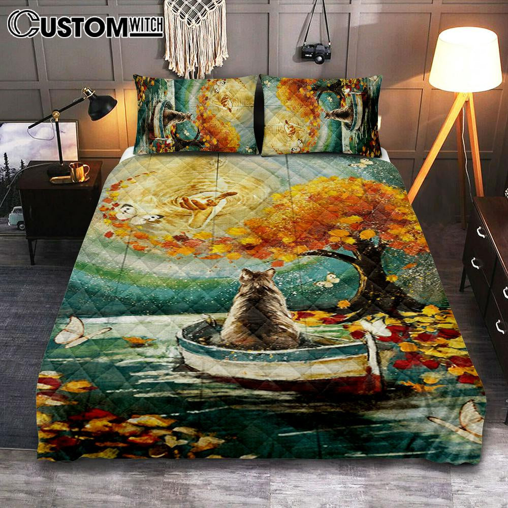 Hand Of God Fall Cat Boat Fall Tree Quilt Bedding Set Bedroom - Christian Bedroom Decor - Religious Quilt Bedding Set Prints