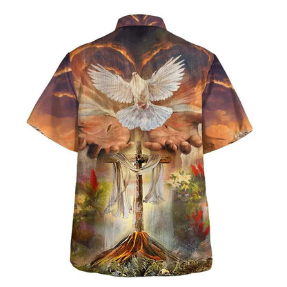 Hand Of God Holy Dove Cross Hawaiian Shirt For Men, Christian Hawaiian Shirt, Gift For Christian