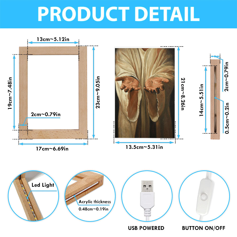 Hand Of God Jesus Frame Lamp Art - Christian Art Decor - Religious Gifts Night Light