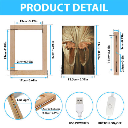 Hand Of God Jesus Frame Lamp Art - Christian Art Decor - Religious Gifts Night Light