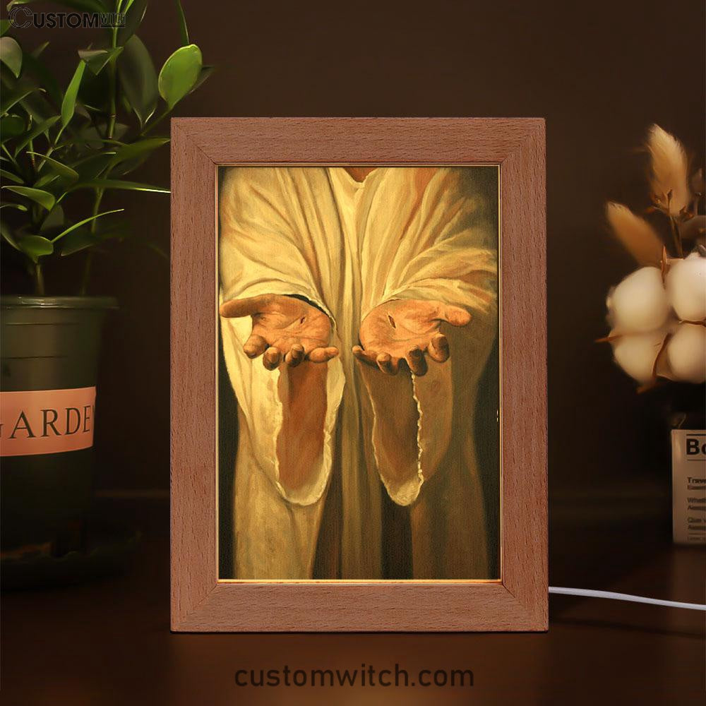 Hand Of God Jesus Frame Lamp Art - Christian Art Decor - Religious Gifts Night Light
