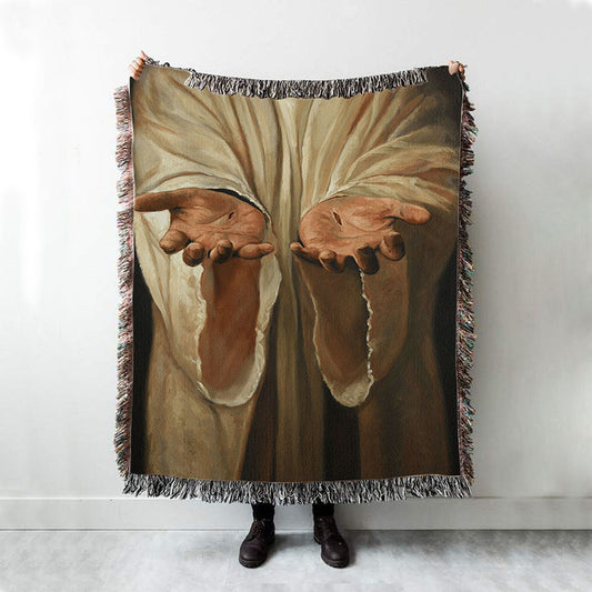 Hand Of God Jesus Woven Throw Blanket - Christian Throw Blanket Decor - Religious Woven Blanket Prints
