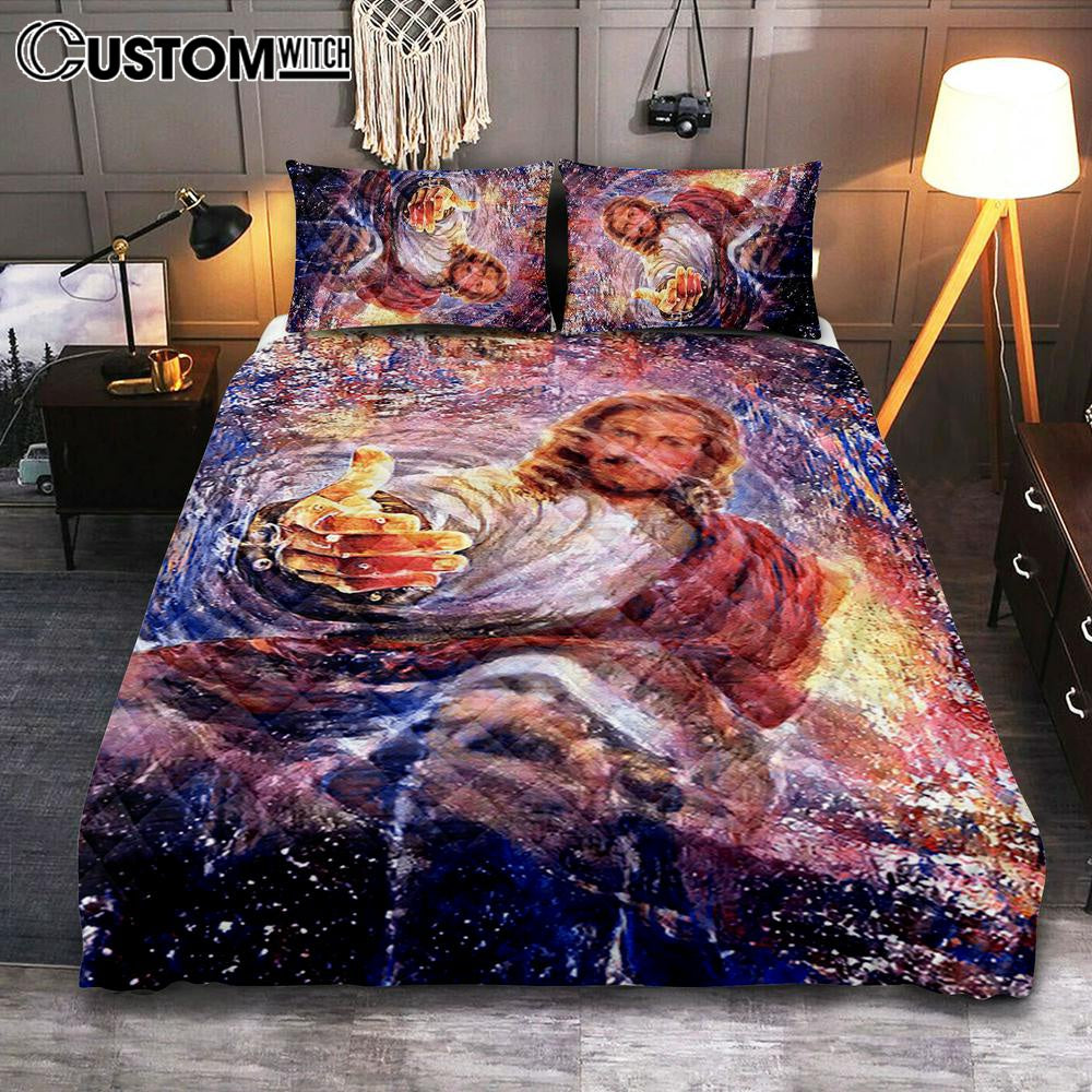 Hand Of God Knowing Jesus Quilt Bedding Set Bedroom - Christian Bedroom Decor - Religious Quilt Bedding Set Prints