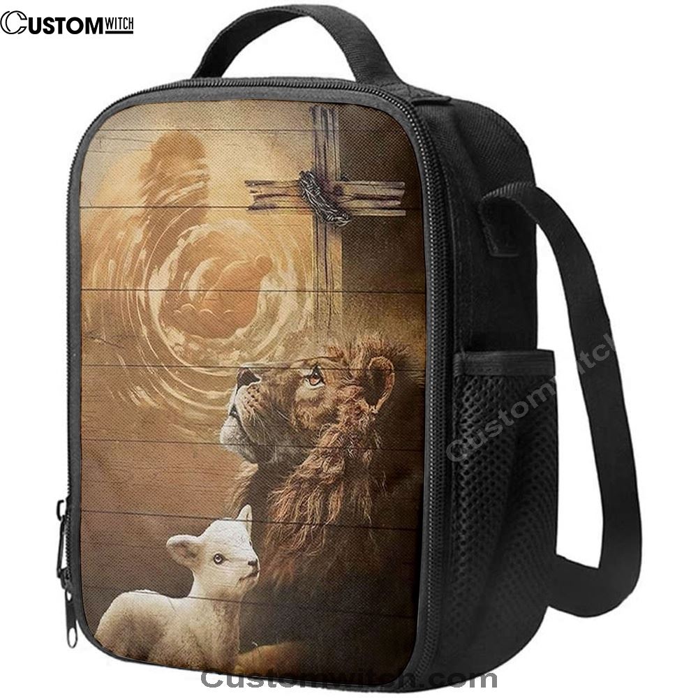 Hand Of God Lion Lamb Cross Lunch Bag, Lion Lunch Bag, Christian Lunch Bag, Religious Lunch Box For School, Picnic