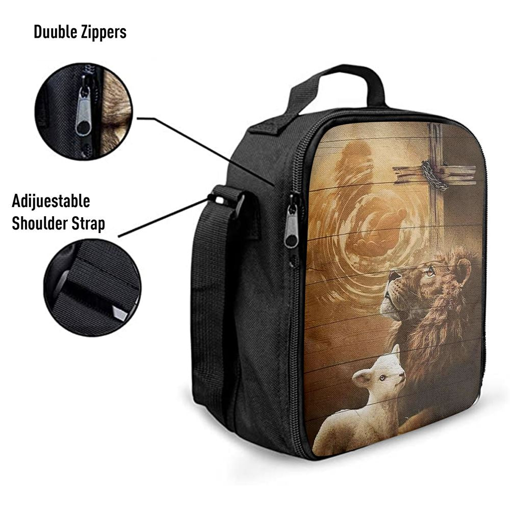 Hand Of God Lion Lamb Cross Lunch Bag, Lion Lunch Bag, Christian Lunch Bag, Religious Lunch Box For School, Picnic