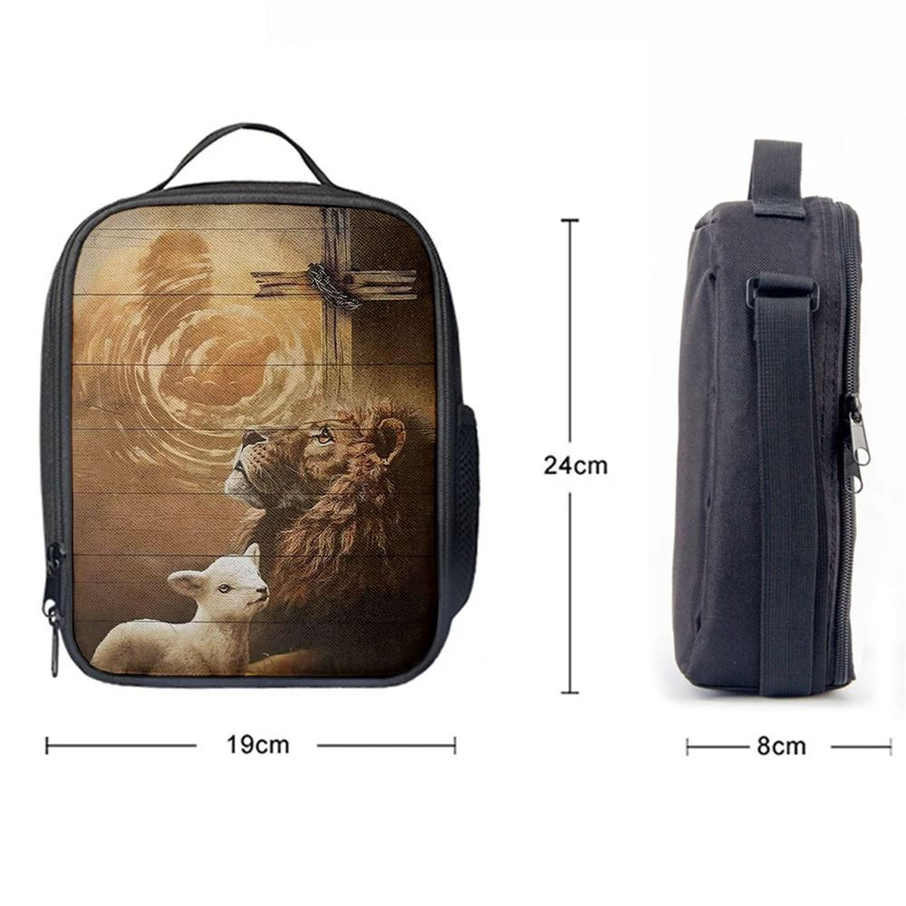 Hand Of God Lion Lamb Cross Lunch Bag, Lion Lunch Bag, Christian Lunch Bag, Religious Lunch Box For School, Picnic