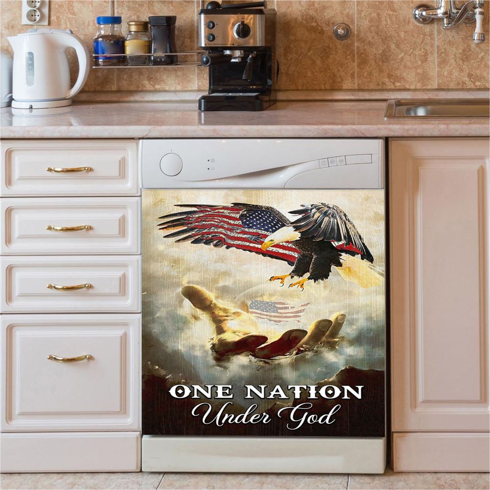 Hand Of Jesus One Nation Under God Dishwasher Cover, Jesus Dishwasher Stickers, Christian Kitchen Decor