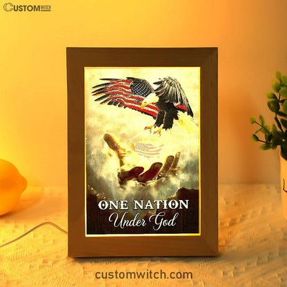 Hand Of Jesus One Nation Under God Frame Lamp Art - Jesus Frame Lamp Pictures - Christian Night Light