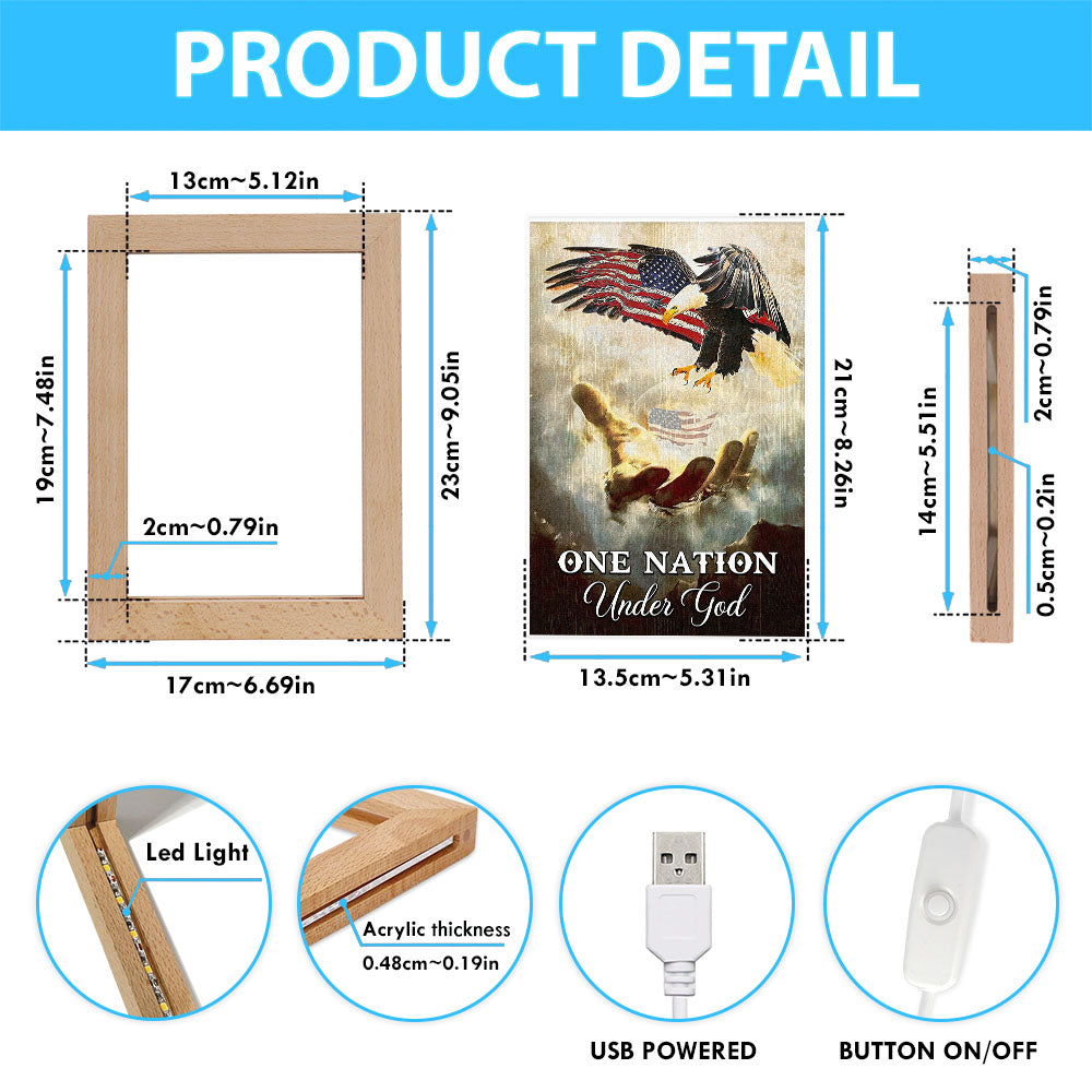 Hand Of Jesus One Nation Under God Frame Lamp Art - Jesus Frame Lamp Pictures - Christian Night Light