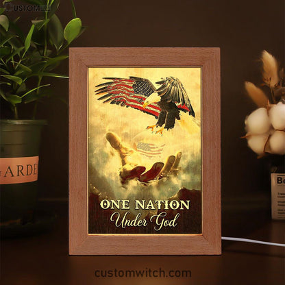 Hand Of Jesus One Nation Under God Frame Lamp Art - Jesus Frame Lamp Pictures - Christian Night Light