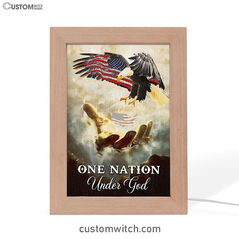 Hand Of Jesus One Nation Under God Frame Lamp Art - Jesus Frame Lamp Pictures - Christian Night Light