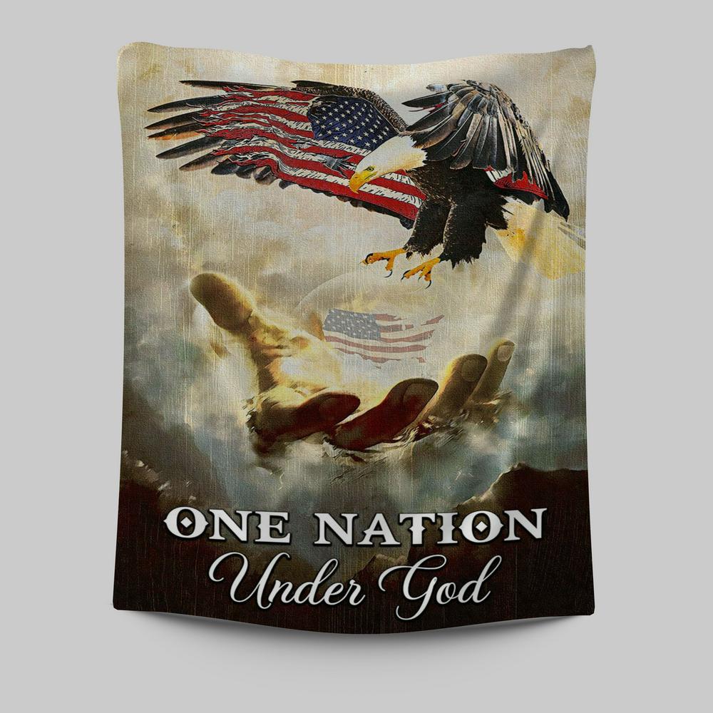 Hand Of Jesus One Nation Under God Tapestry Wall Art - Jesus Tapestry Pictures - Christian Tapestries Wall Art