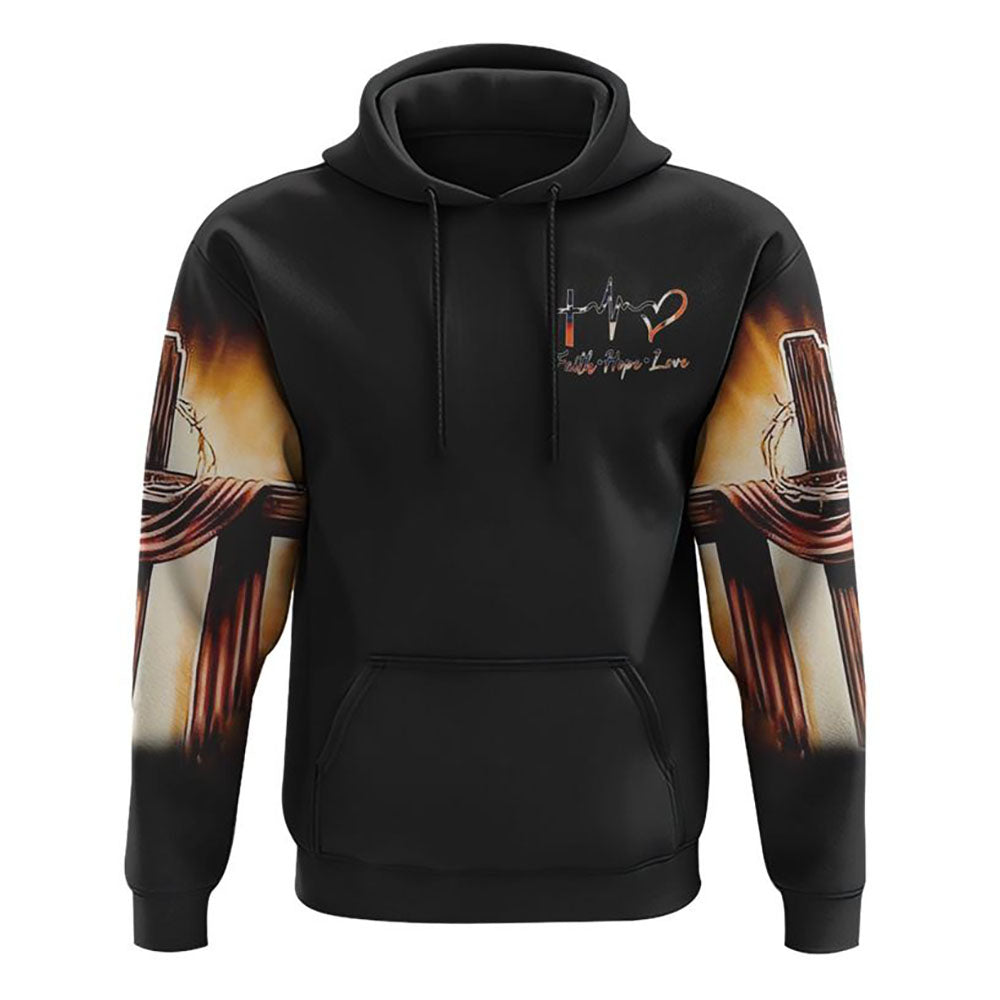 Hand Pull Vintage Cross Light All Over Print 3D Hoodie, Christian Hoodie, Christian Sweatshirt, Bible Verse Shirt