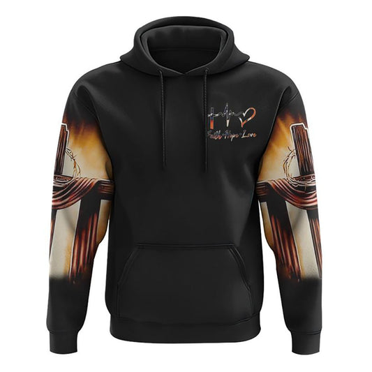 Hand Pull Vintage Cross Light All Over Print 3D Hoodie, Christian Hoodie, Christian Sweatshirt, Bible Verse Shirt