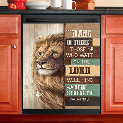 Hang In There Lion White Butterfly Dishwasher Cover, Bible Verse Dishwasher Stickers, Christian Inspirational Kitchen Decor